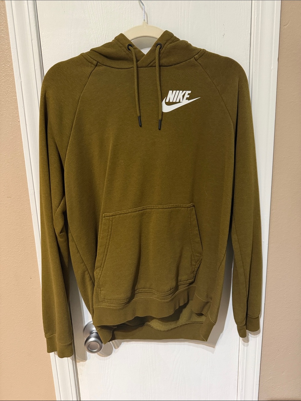 Nike Olive Hoodie with White Swoosh
